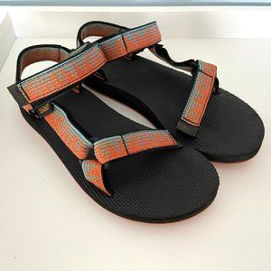 Women’s 7 Tevas Orange Blue Sandals